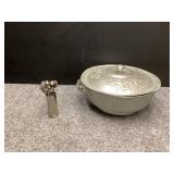 aluminum casserole Bowl & pewter cocktail forks