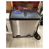 stainless steel kitchen trash and recycling bin