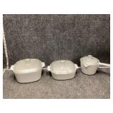Corning Ware casserole dishes