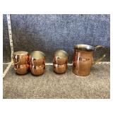 Copper pitcher & cups