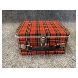 vintage Aladdin Red Plaid Metal Lunch Box