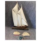 vintage plastic sailing ship wall art plaques