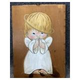 vintage hand-painted wooden plaque ï¿½ Baby Angle ï¿½