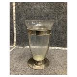 Vintage Glass & metal vase