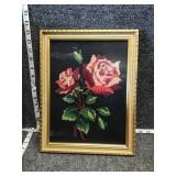 Framed flower needlepoint Artwork