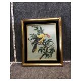 Framed Bird needlepoint Artwork