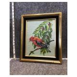 Framed Bird needlepoint Artwork