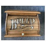 vintage wooden roll-top bread box