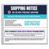 Shipping Notice - We Do Not Ship