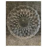 clear pressed glass plate or serving platter