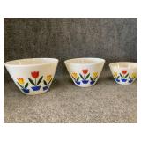 vintage Fire-King Tulip Mixing Bowls