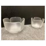 vintage frosted glass petal bowls