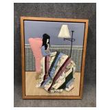 Framed Fabric woman wall Art