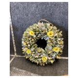 Wooden yellow rose wreath