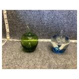 glass apple paperweights