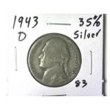 1943-D 35% Silver Jefferson War-Time Nickel