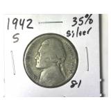 1942-S 35% Silver Jefferson War-Time Nickel