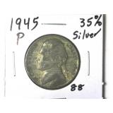 1945-P 35% Silver Jefferson War-Time Nickel