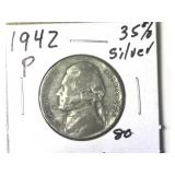 1942-P 35% Silver Jefferson War-Time Nickel