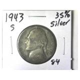 1943-S 35% Silver Jefferson War-Time Nickel