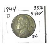 1944-D 35% Silver Jefferson War-Time Nickel