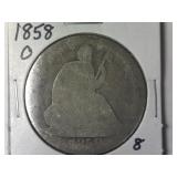 1858-O Liberty Seated Half Dollar