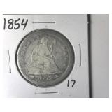 1854 Liberty Seated Quarter