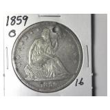 1859-O Liberty seated Half Dollar