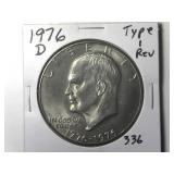1976-D  Type 1 Rev Ike Dollar