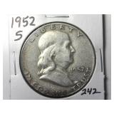 1952-S Franklin Half Dollar