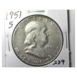 1951-S Franklin Half Dollar