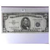 1953 A $5 Blue Seal Silver Certificate Note