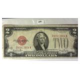 1928 G $2 Red Seal United Staes Note