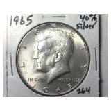 1965 40 % Silver Kennedy Half Dollar