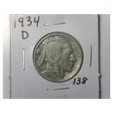 1934 D Buffalo Nickel