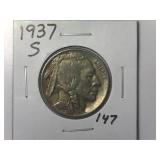 1937 S Buffalo Nickel