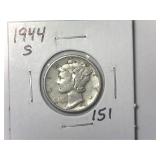 1944 S Mercury Dime
