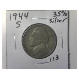 1944 S 35% Silver Wartime Jefeerson Nickel