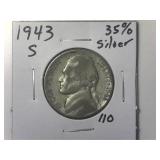 1943 S 35% Silver Wartime Jefeerson Nickel