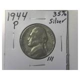 1944 P 35% Silver Wartime Jefeerson Nickel