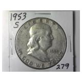 1953-S Franklin Half Dollar