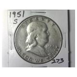 1951-S Franklin Half Dollar