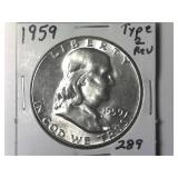 1959 Type 2 Rev Franklin Half Dollar