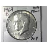 1969-D 40% Silver Kennedy Half Dollar