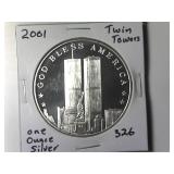 2001 Twin Towers One Ounce Silver