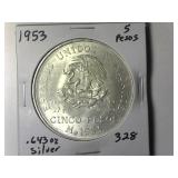 1953 Mexico 5 Pesos Silver