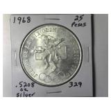 1968 Mexico 25 Pesos Silver