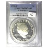 1990-P PCGS Pr69Dcam Silver Ike Comm Dollar