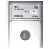 1839 No Drapery Liberty Seated Dime