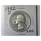 1952-D Washington Quarter